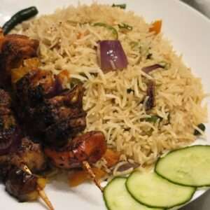 BBQ Chicken Tandoori Grilled Kebab & Mixed Veg Fried Rice